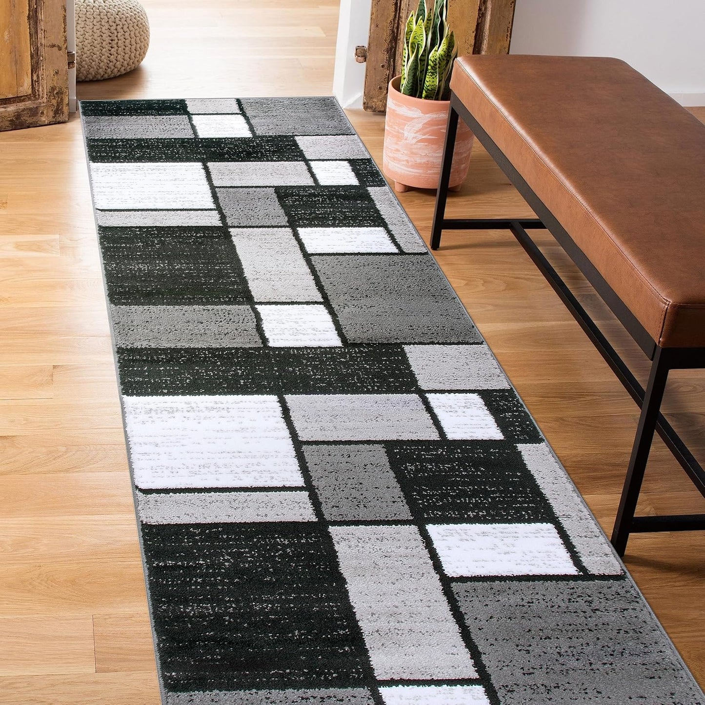 Contemporary Modern Boxes Area Rug 10' X 14' Navy