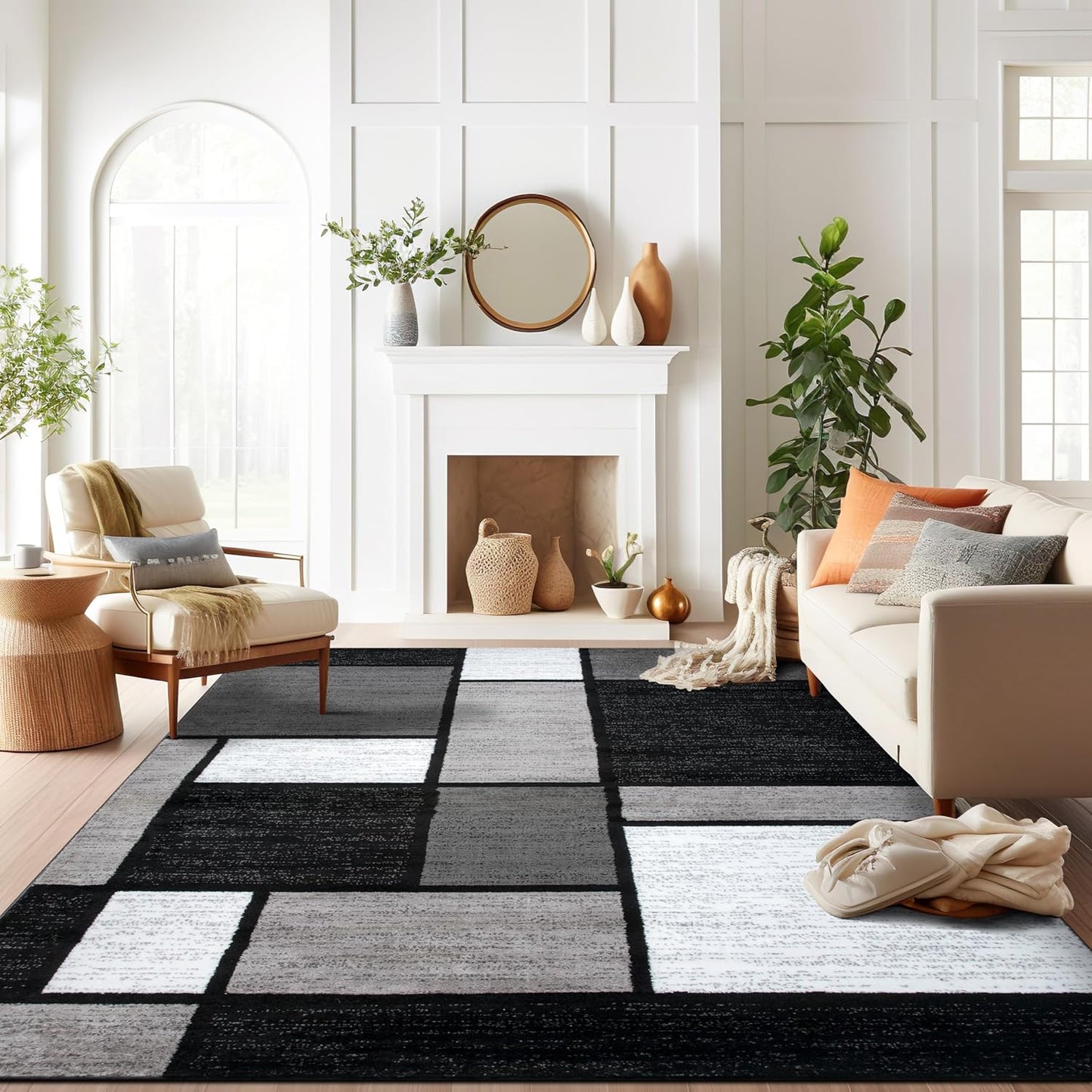 Contemporary Modern Boxes Area Rug 10' X 14' Navy