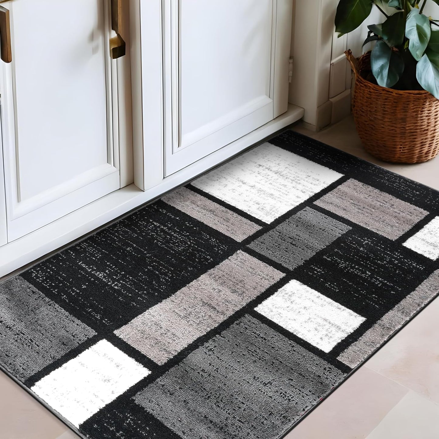 Contemporary Modern Boxes Area Rug 10' X 14' Navy