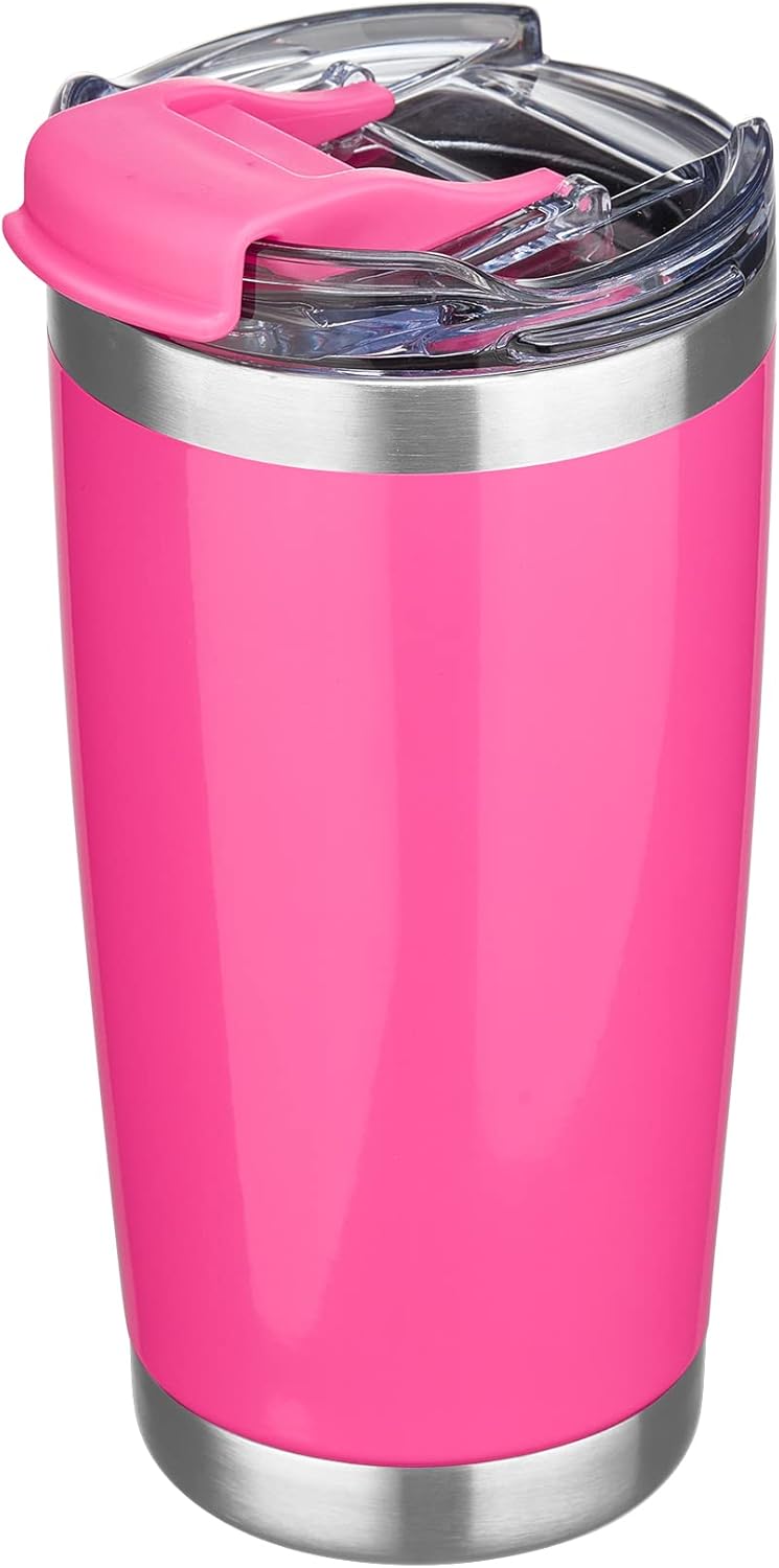 20Oz Tumbler with Lid and Straw, Stainless Steel Vacuum Insulated Coffee Tumbler Cup, Double Wall Powder Coated Travel Mug (White, 1 Pack)