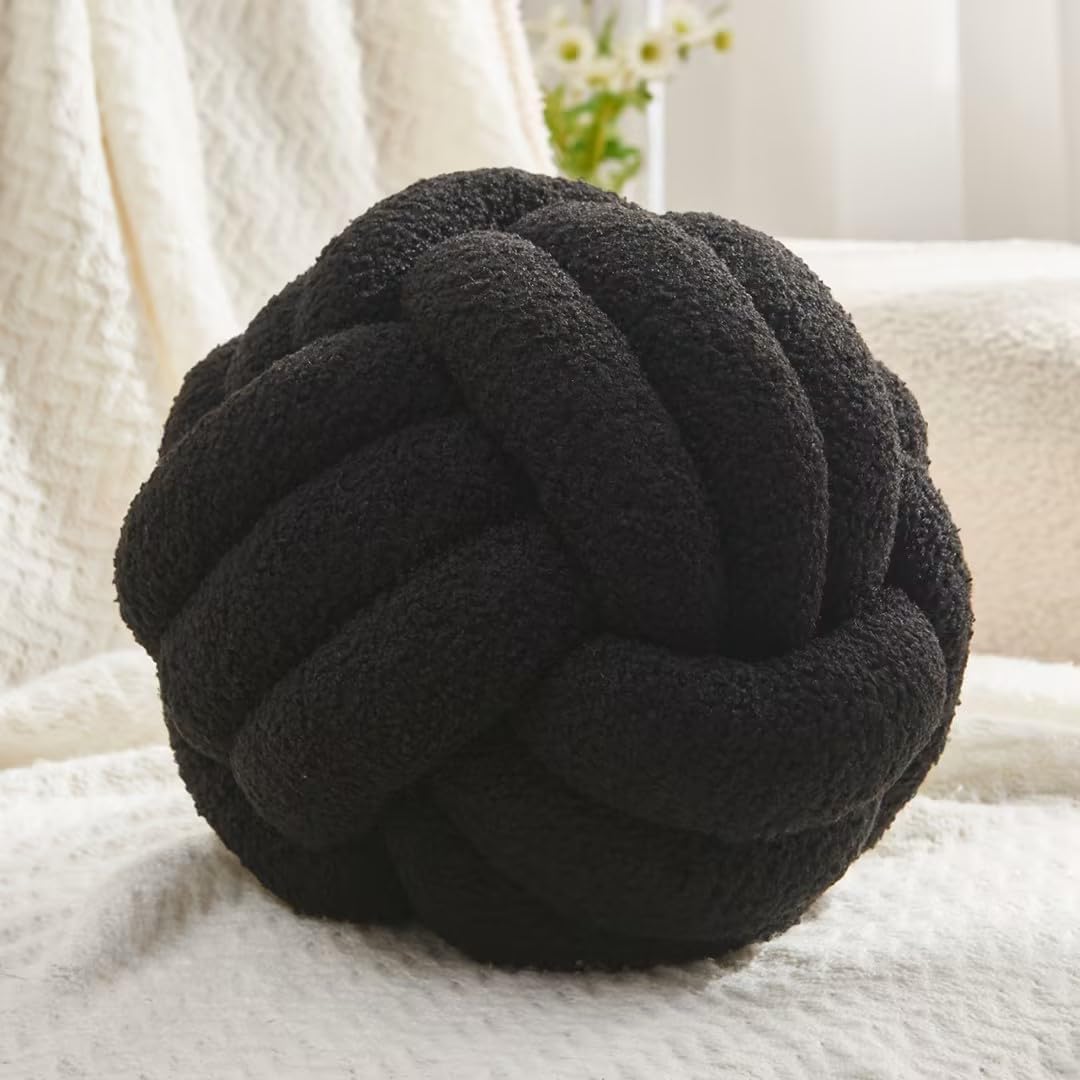Chic Navy Knot Pillow Ball - 8-Inch Decorative Throw Pillow for Stylish Home Décor