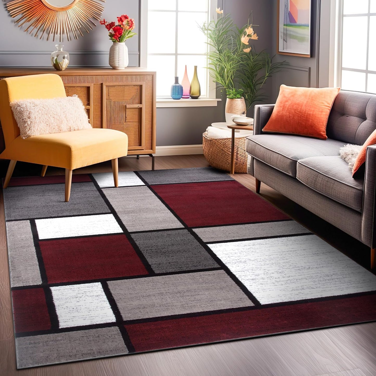 Contemporary Modern Boxes Area Rug 10' X 14' Navy