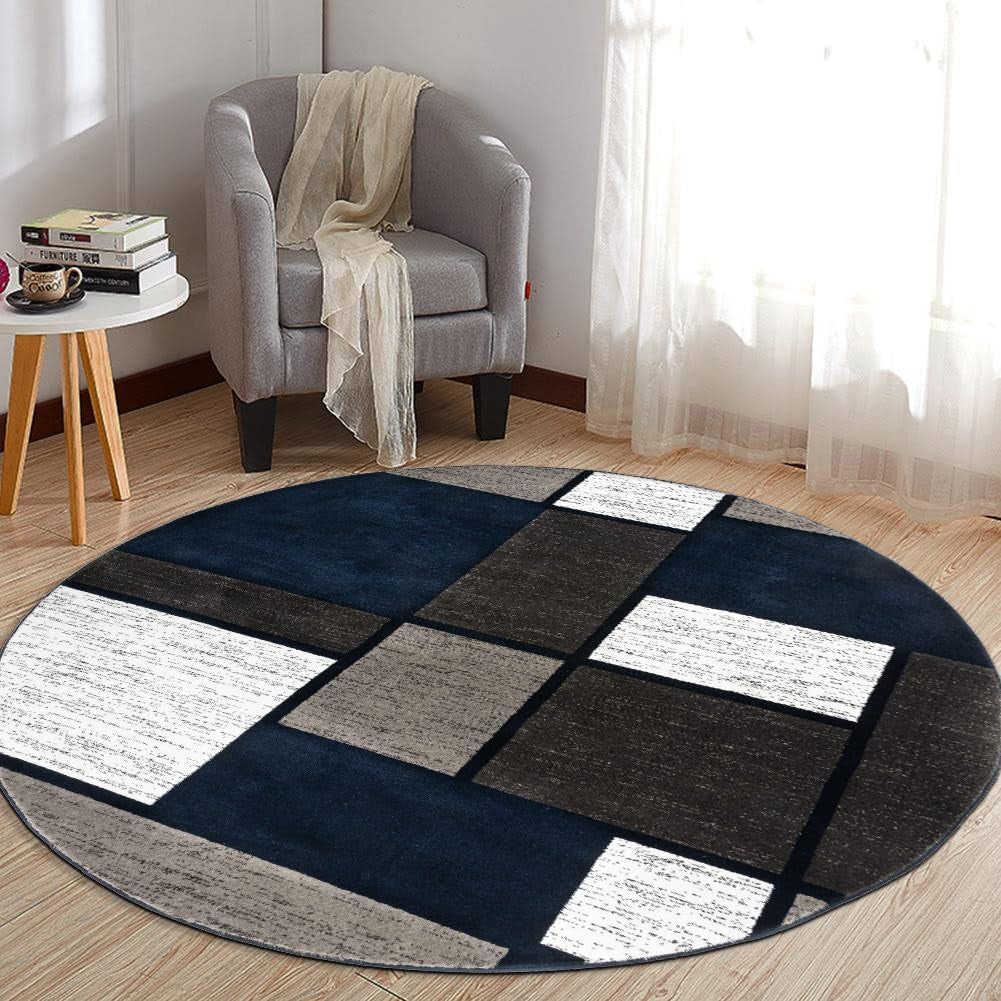 Contemporary Modern Boxes Area Rug 10' X 14' Navy