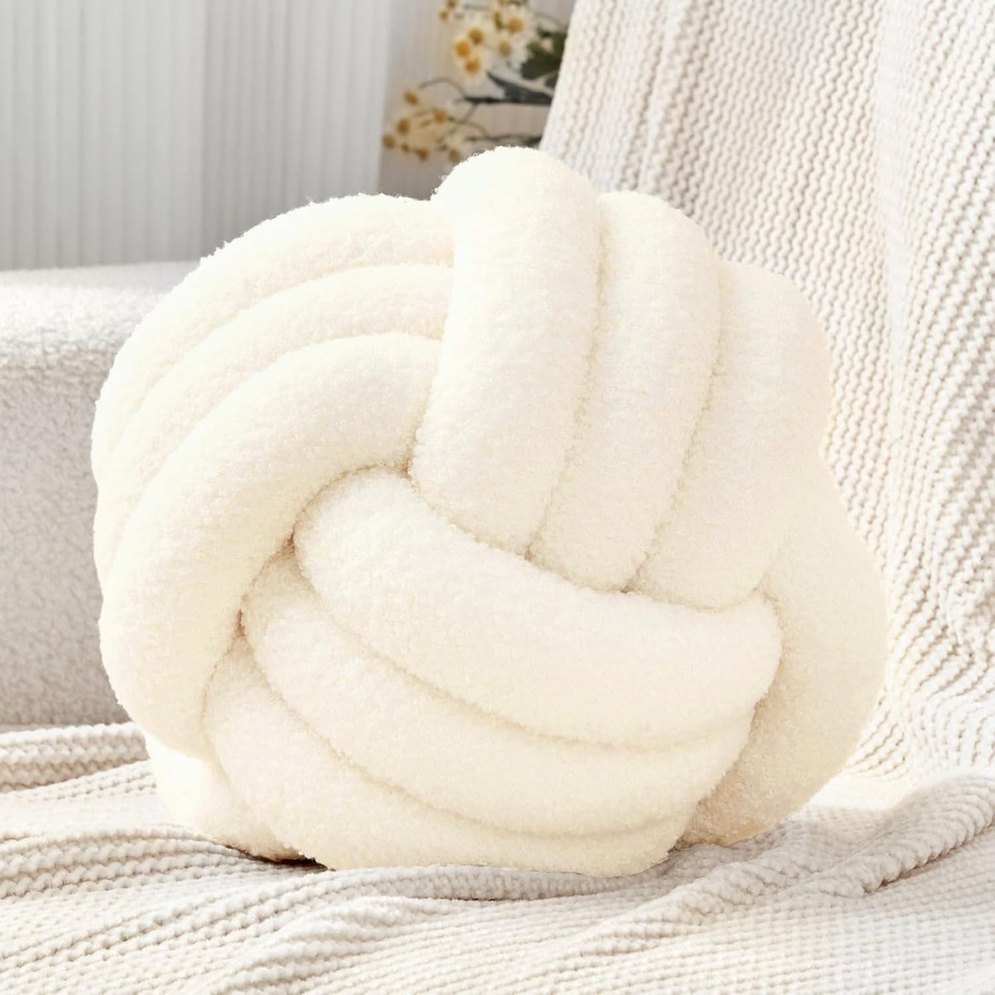 Chic Navy Knot Pillow Ball - 8-Inch Decorative Throw Pillow for Stylish Home Décor