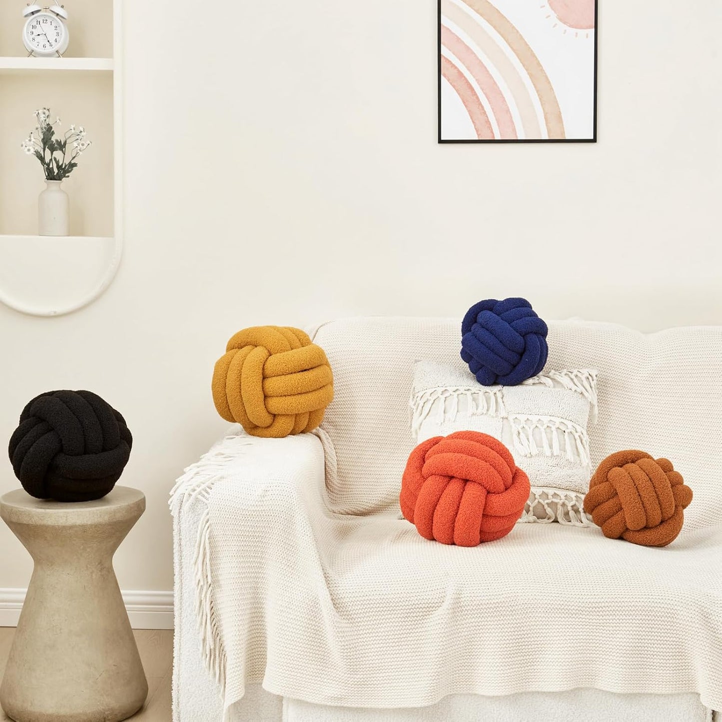 Chic Navy Knot Pillow Ball - 8-Inch Decorative Throw Pillow for Stylish Home Décor
