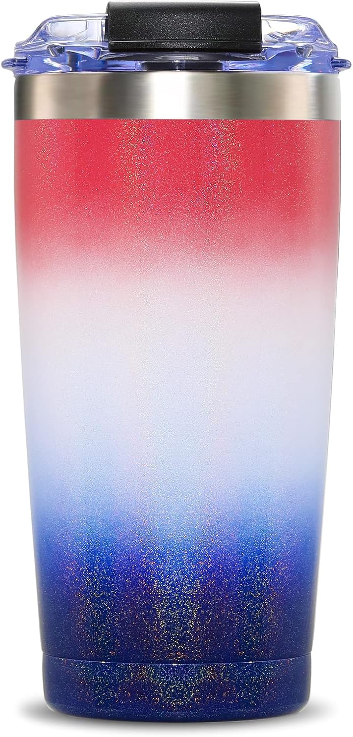 20Oz Tumbler with Lid and Straw, Stainless Steel Vacuum Insulated Coffee Tumbler Cup, Double Wall Powder Coated Travel Mug (White, 1 Pack)