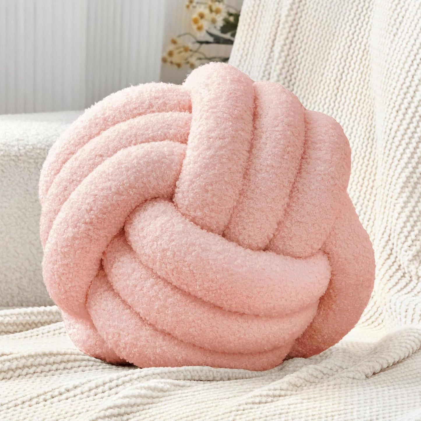 Chic Navy Knot Pillow Ball - 8-Inch Decorative Throw Pillow for Stylish Home Décor