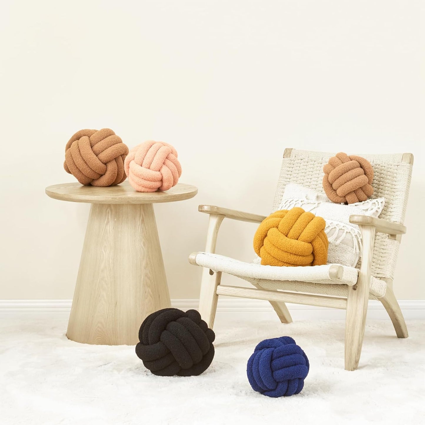 Chic Navy Knot Pillow Ball - 8-Inch Decorative Throw Pillow for Stylish Home Décor