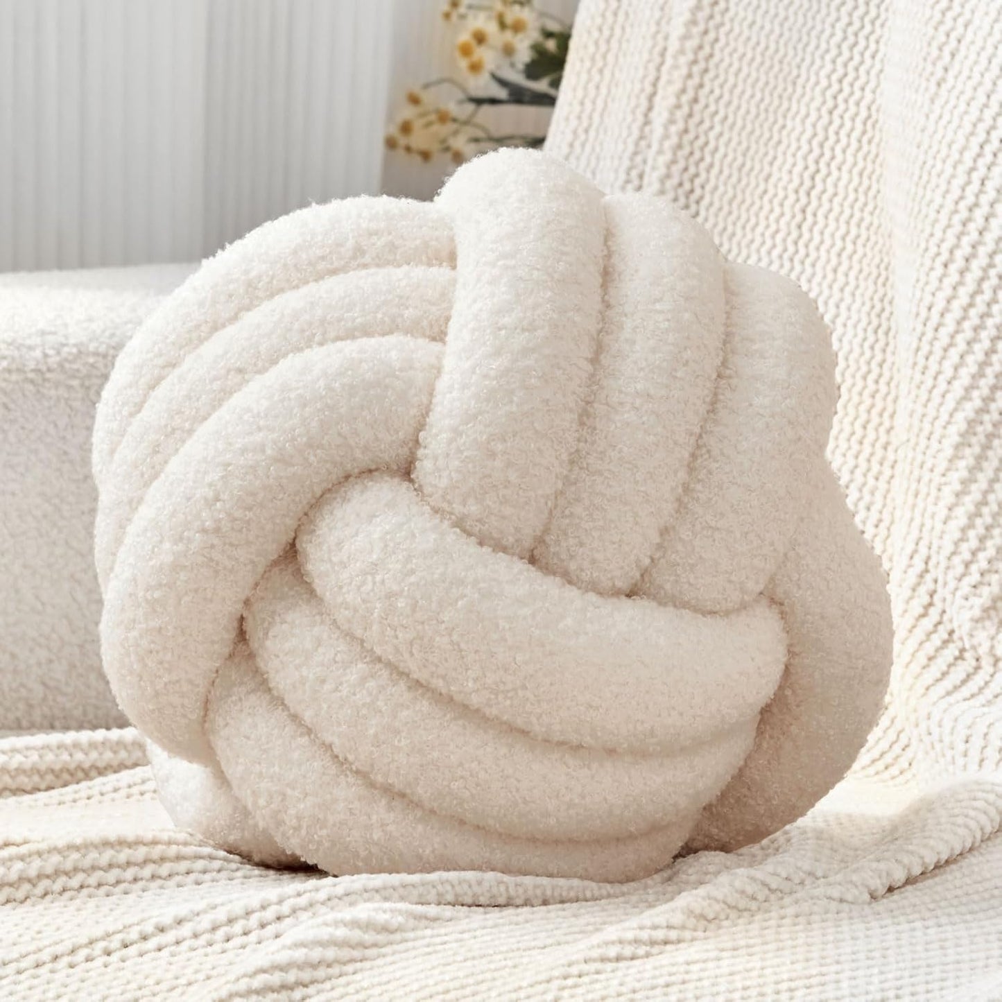 Chic Navy Knot Pillow Ball - 8-Inch Decorative Throw Pillow for Stylish Home Décor