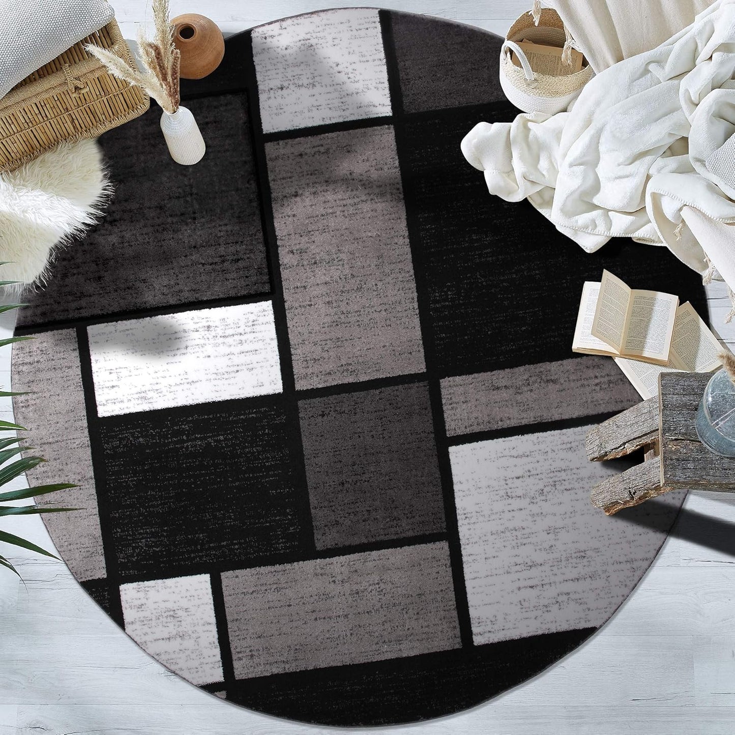 Contemporary Modern Boxes Area Rug 10' X 14' Navy