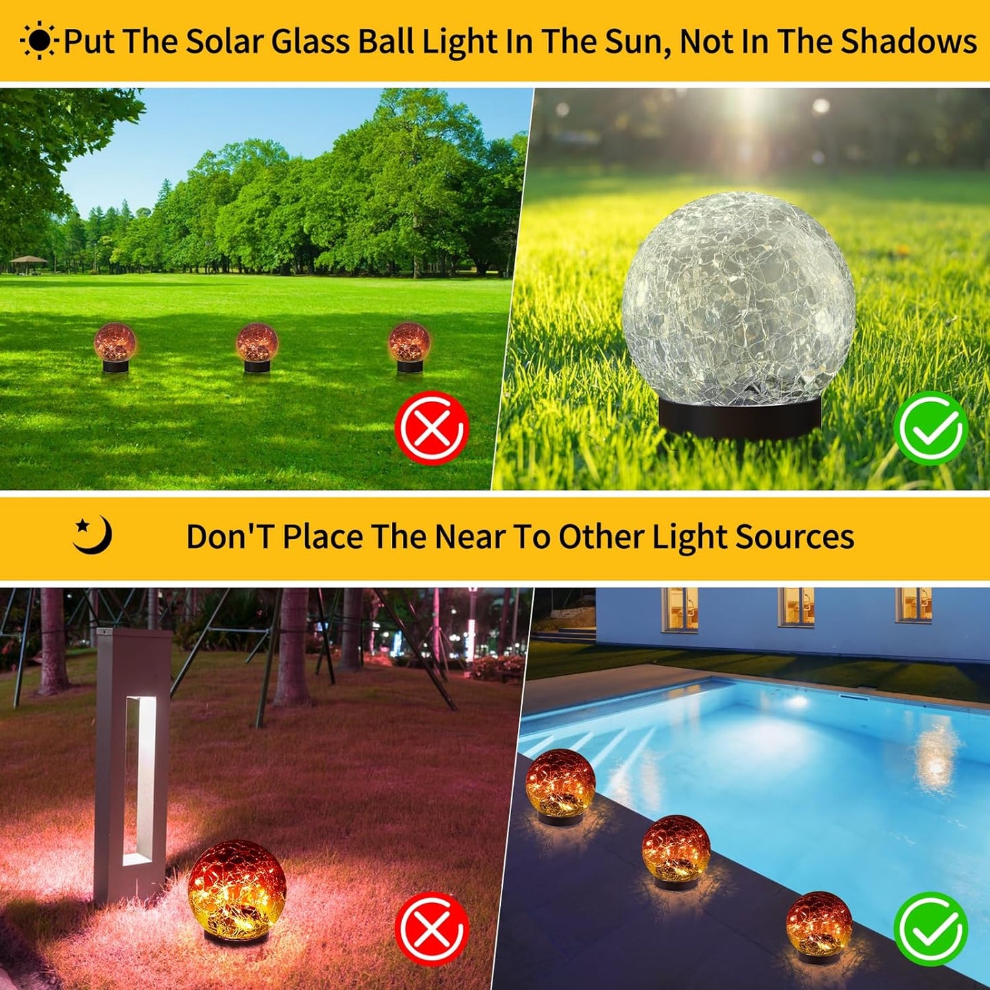 Illuminate Your Outdoors with Our Stunning Solar Globe Lights - Waterproof Cracked Glass Orbs for Garden, Patio, and Yard Decor