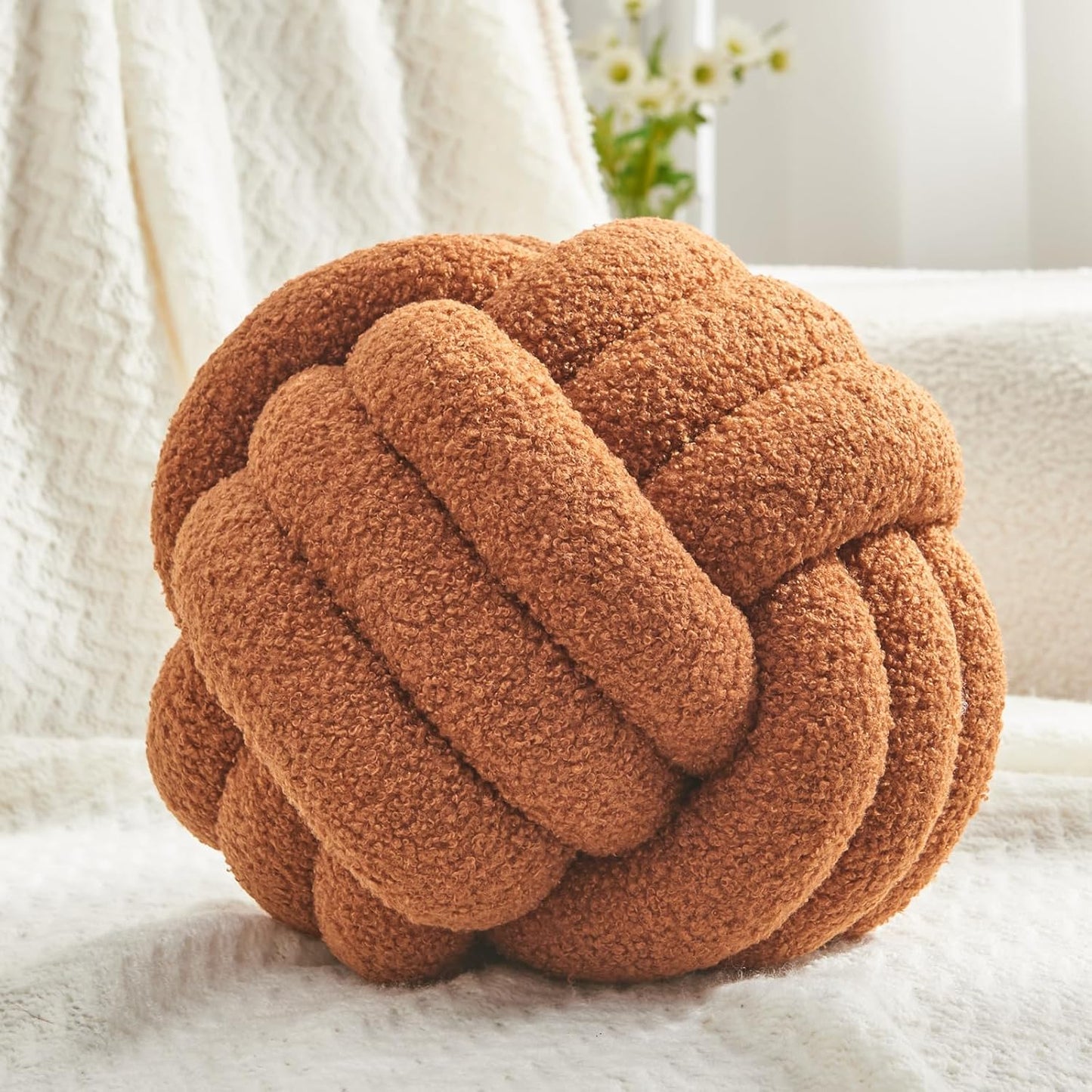 Chic Navy Knot Pillow Ball - 8-Inch Decorative Throw Pillow for Stylish Home Décor