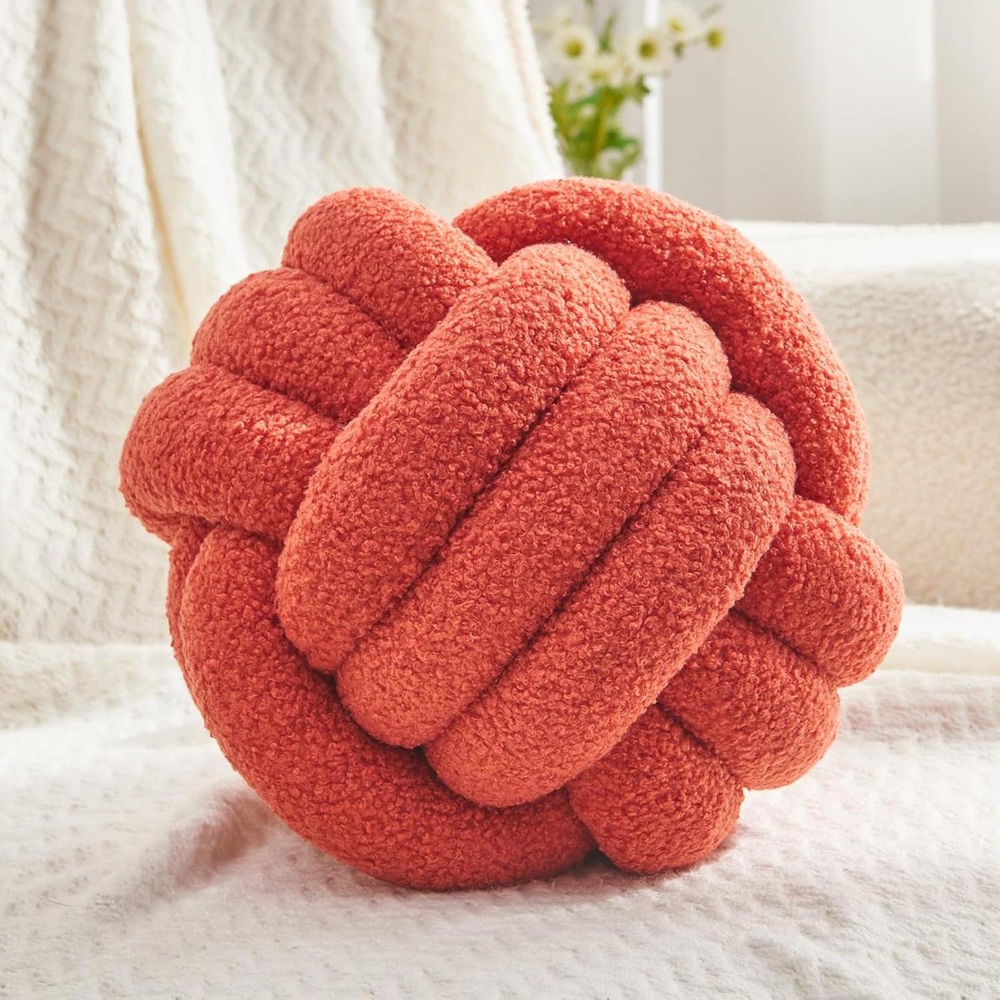 Chic Navy Knot Pillow Ball - 8-Inch Decorative Throw Pillow for Stylish Home Décor
