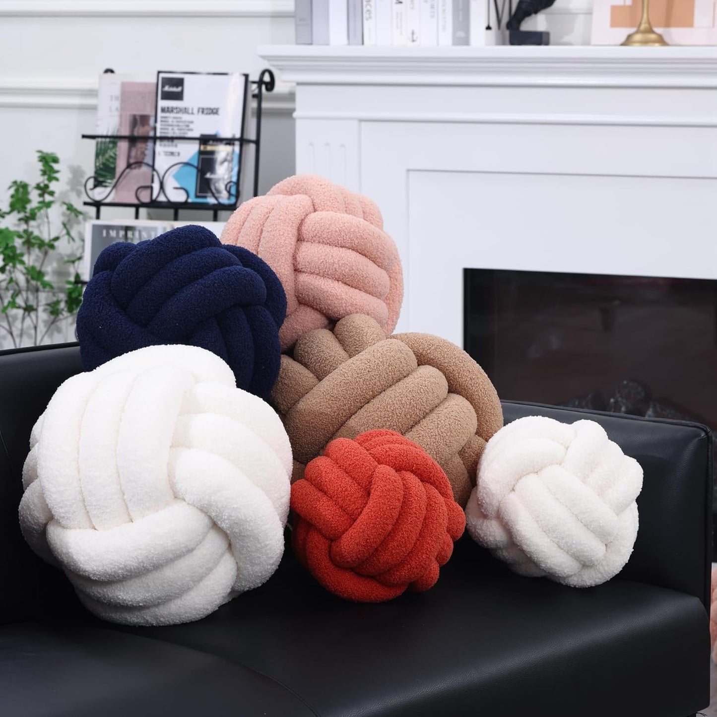 Chic Navy Knot Pillow Ball - 8-Inch Decorative Throw Pillow for Stylish Home Décor