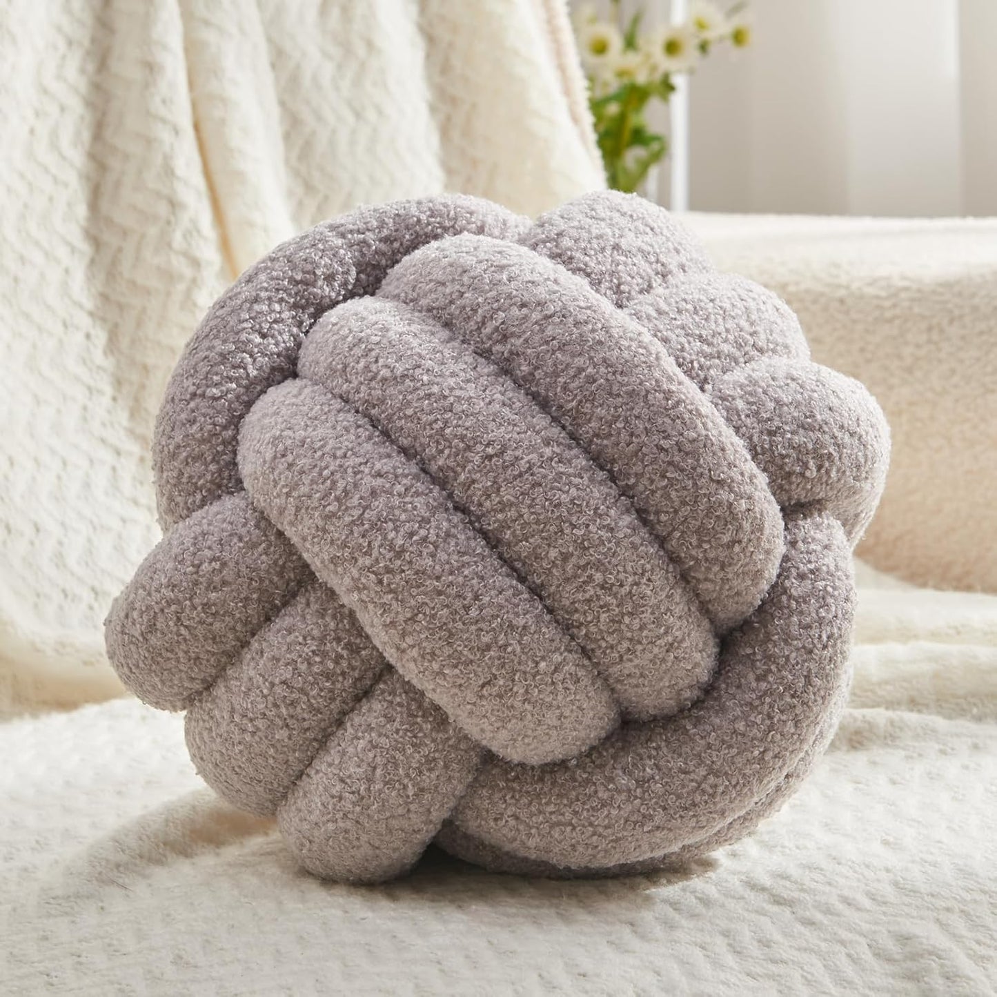 Chic Navy Knot Pillow Ball - 8-Inch Decorative Throw Pillow for Stylish Home Décor