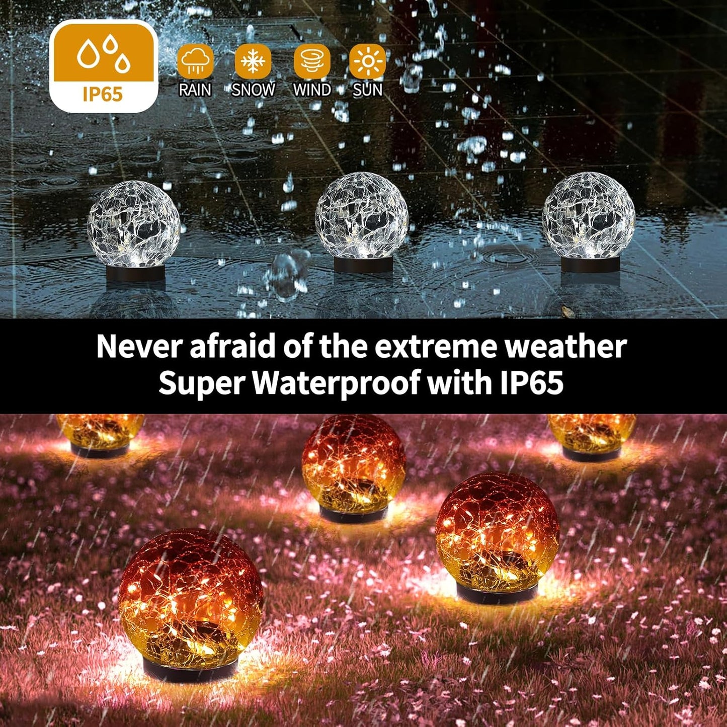 Illuminate Your Outdoors with Our Stunning Solar Globe Lights - Waterproof Cracked Glass Orbs for Garden, Patio, and Yard Decor