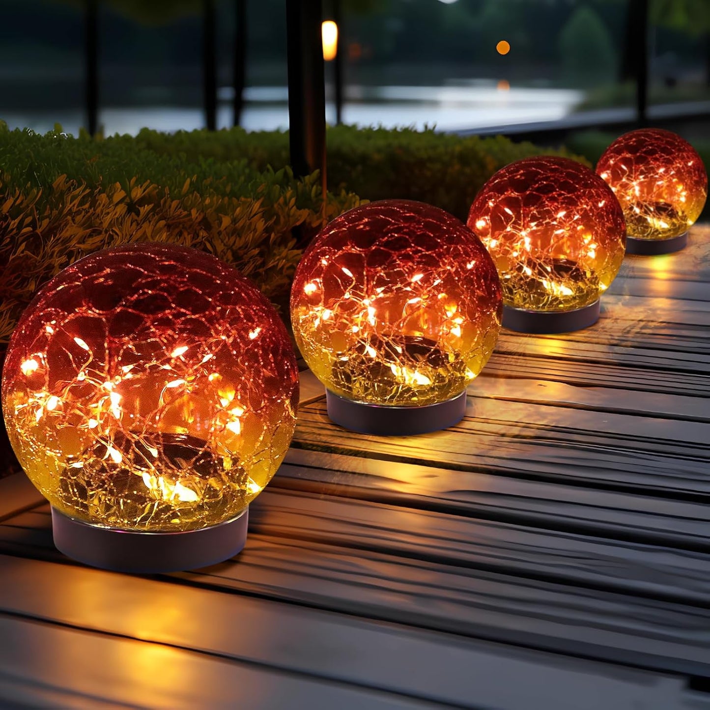 Illuminate Your Outdoors with Our Stunning Solar Globe Lights - Waterproof Cracked Glass Orbs for Garden, Patio, and Yard Decor