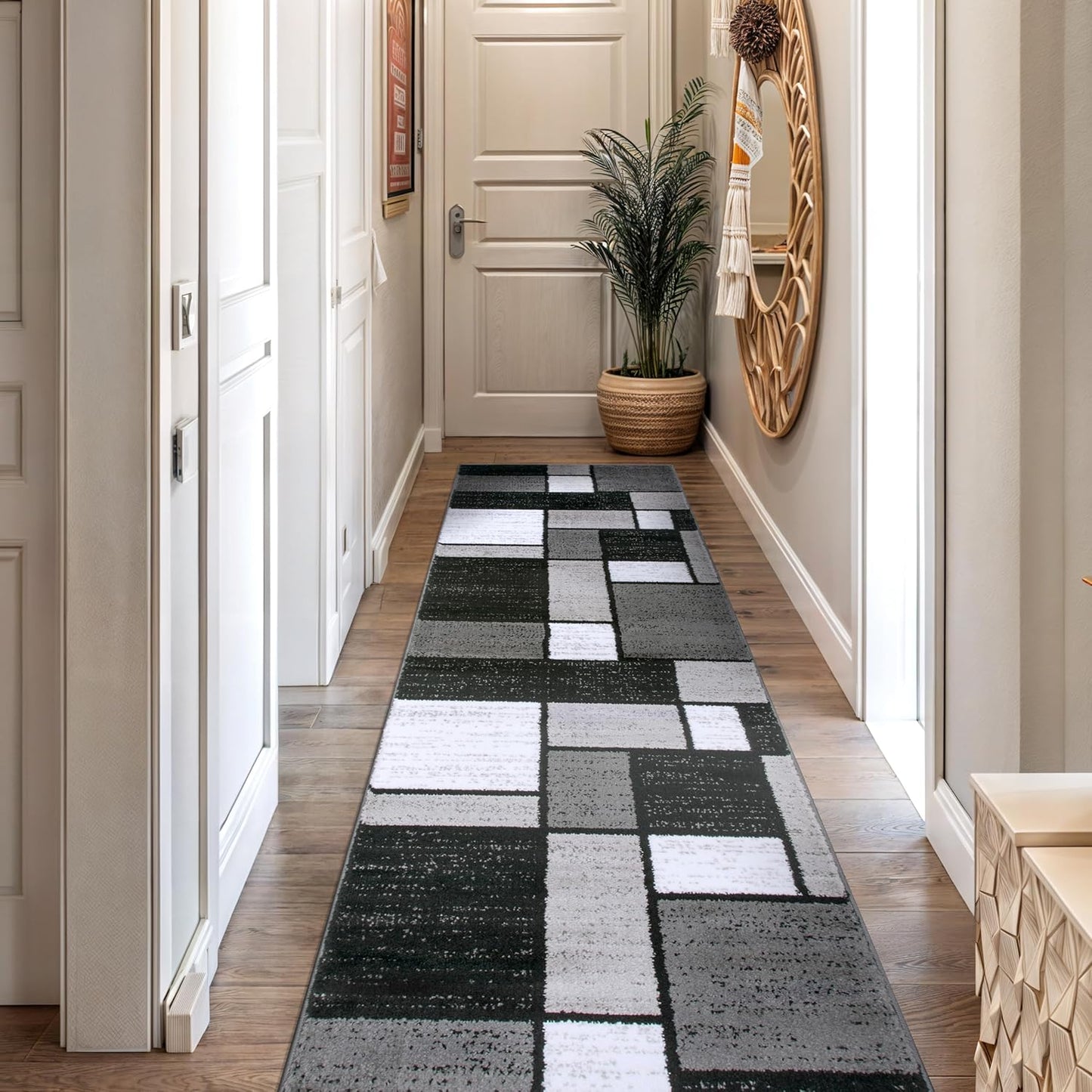 Contemporary Modern Boxes Area Rug 10' X 14' Navy