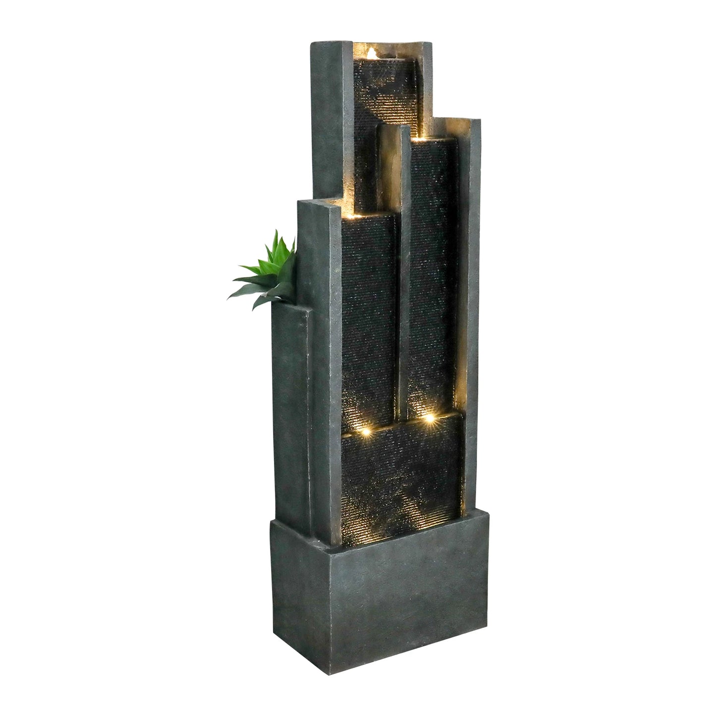Naturefalls 50.7" High 4 Tier Modern Cascading Indoor/Outdoor Large Fountain and Waterfall with LED Lights for Garden Decoration
