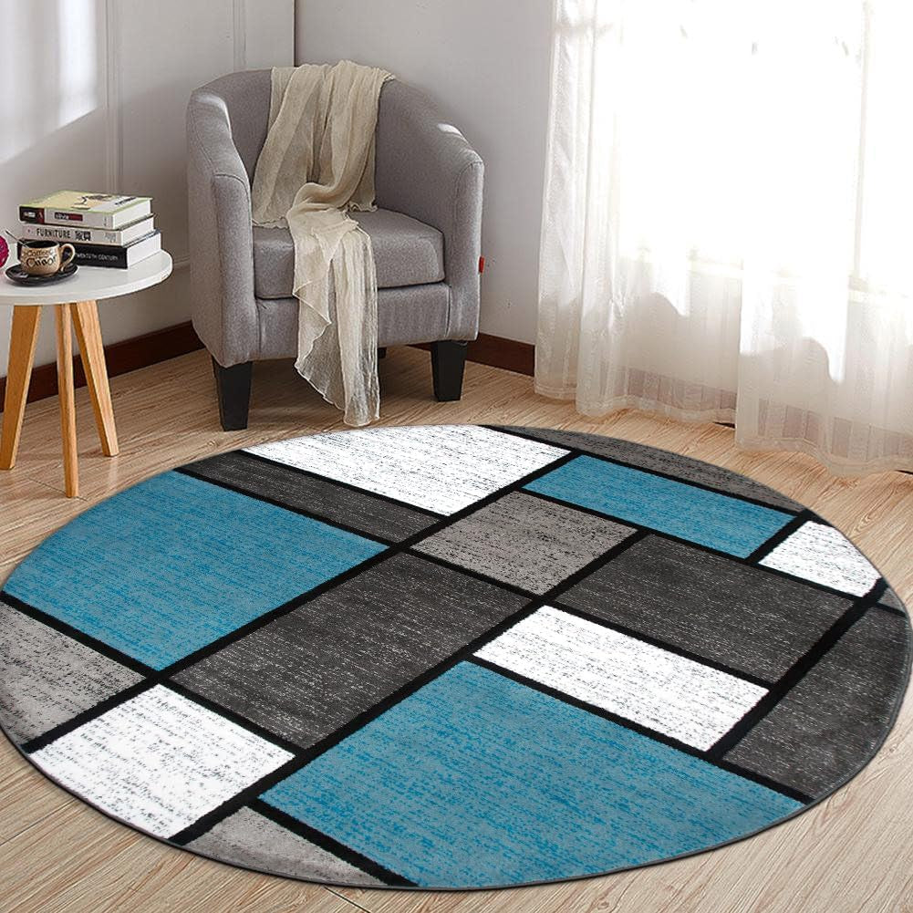 Contemporary Modern Boxes Area Rug 10' X 14' Navy