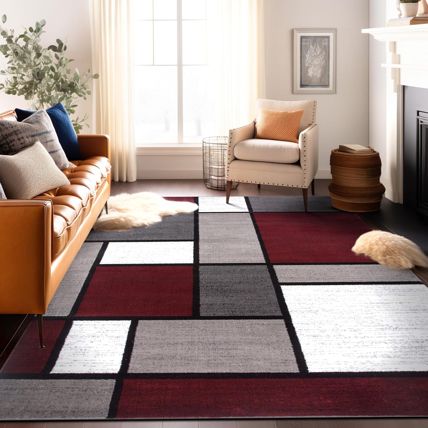 Contemporary Modern Boxes Area Rug 10' X 14' Navy