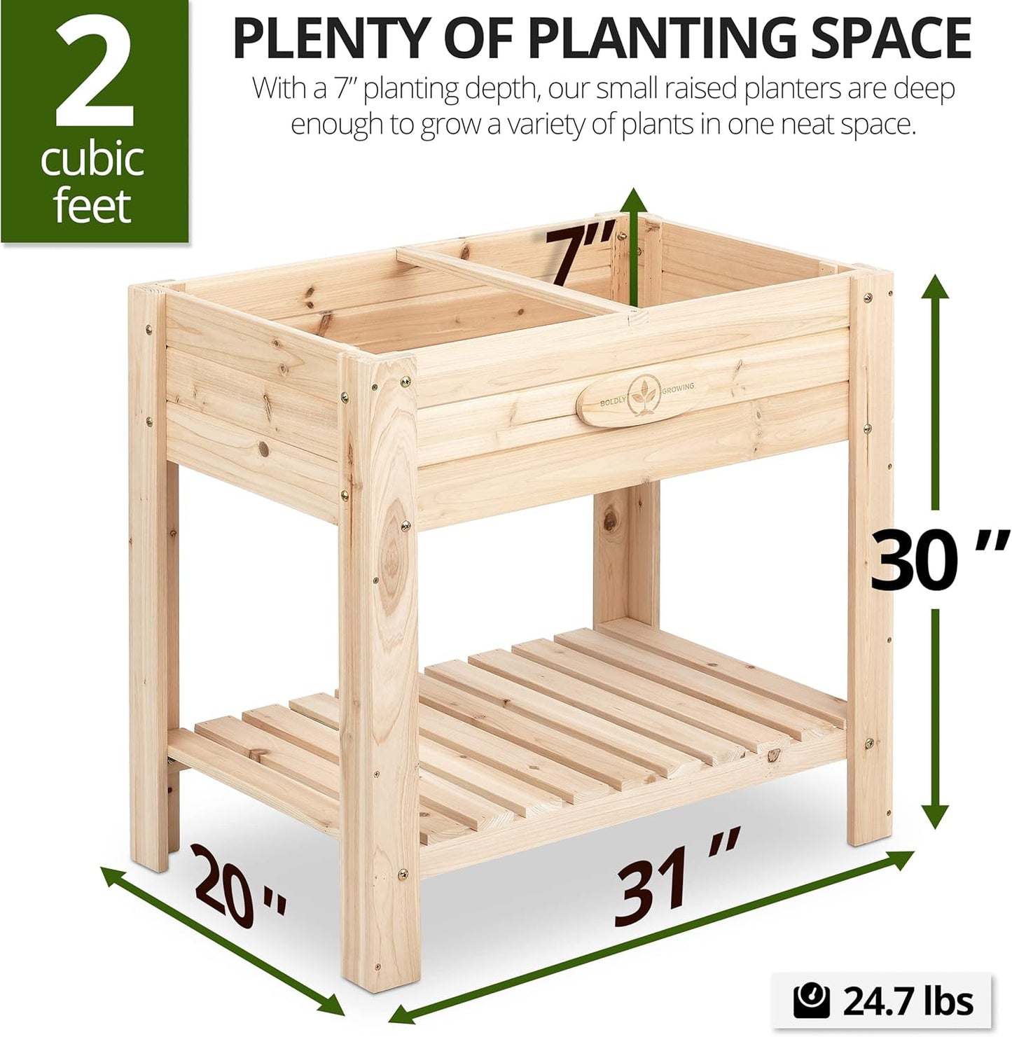 Cedar Patio Planter with Shelf - BGSP76