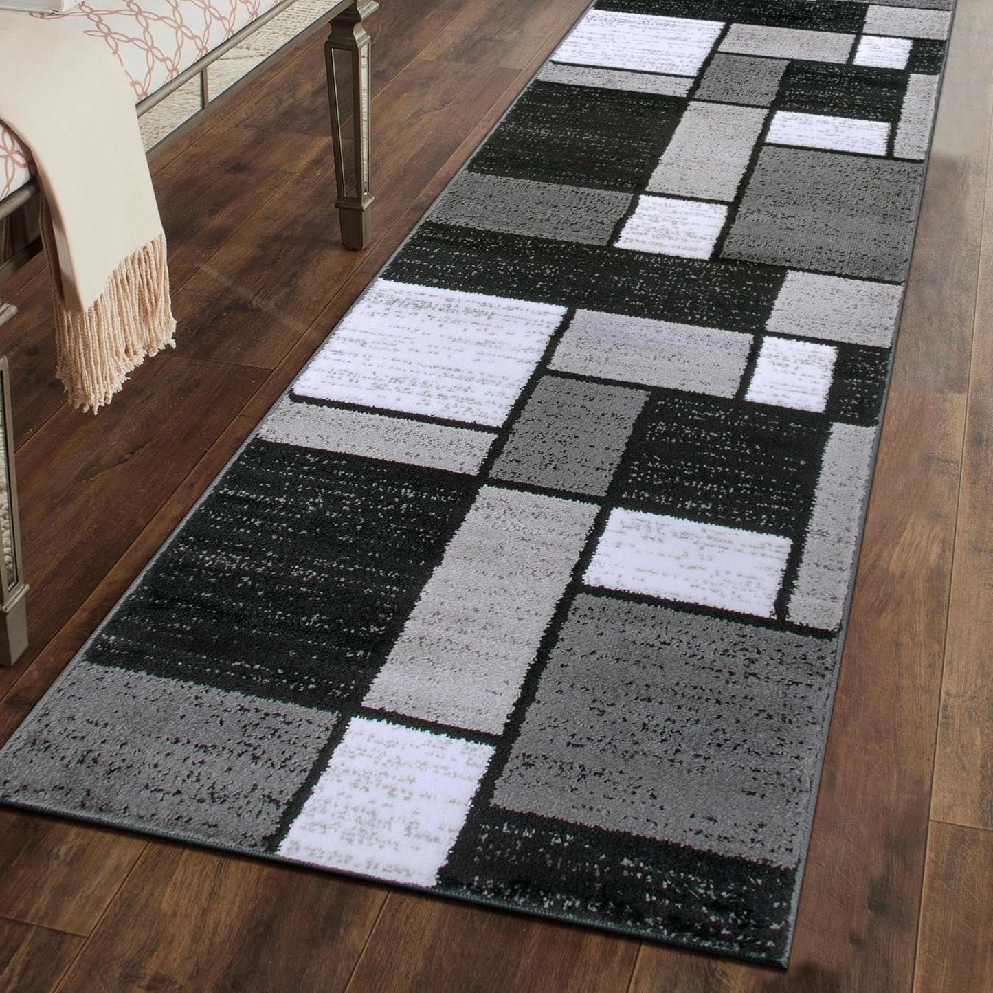 Contemporary Modern Boxes Area Rug 10' X 14' Navy