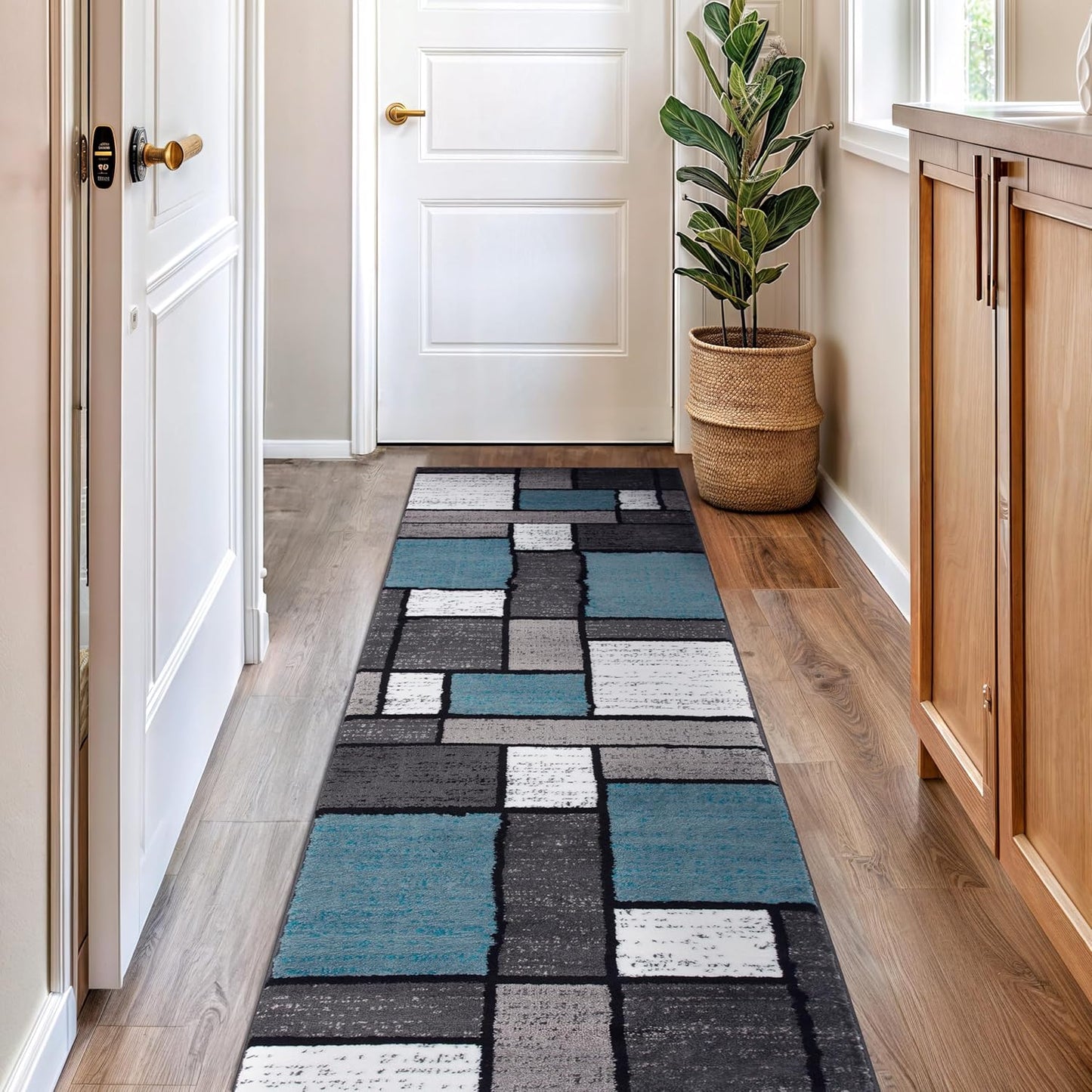 Contemporary Modern Boxes Area Rug 10' X 14' Navy
