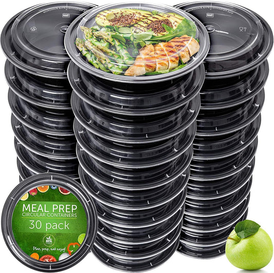 Prepnaturals 30 Pack Meal Prep Containers - 30 Pack of 24 Oz 100% Bpa-Free Plastic Food Storage Containers with Lids - Reusable Plastic Containers with Lids - Dishwasher Safe Lunch Containers
