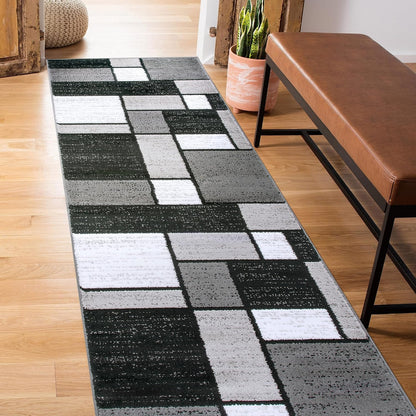 Contemporary Modern Boxes Area Rug 10' X 14' Navy