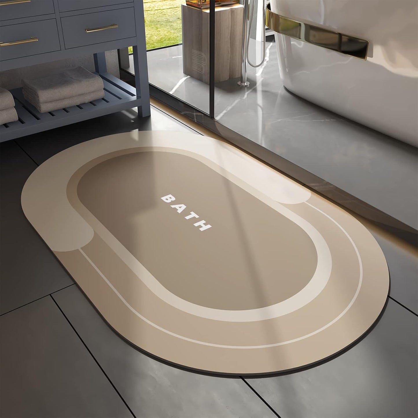 Bath Mat - Non Slip, Quick Dry, Stain Resistant Bath Mat Rug for Bathroom Floor - Easy Care Shower Rug for outside Bathtub - 17"X27" Darkgrey