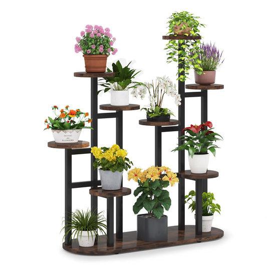 Elegant Multi-Tiered Plant Stand - 11 Pot Flower Shelf for Window, Balcony & Living Room Decor