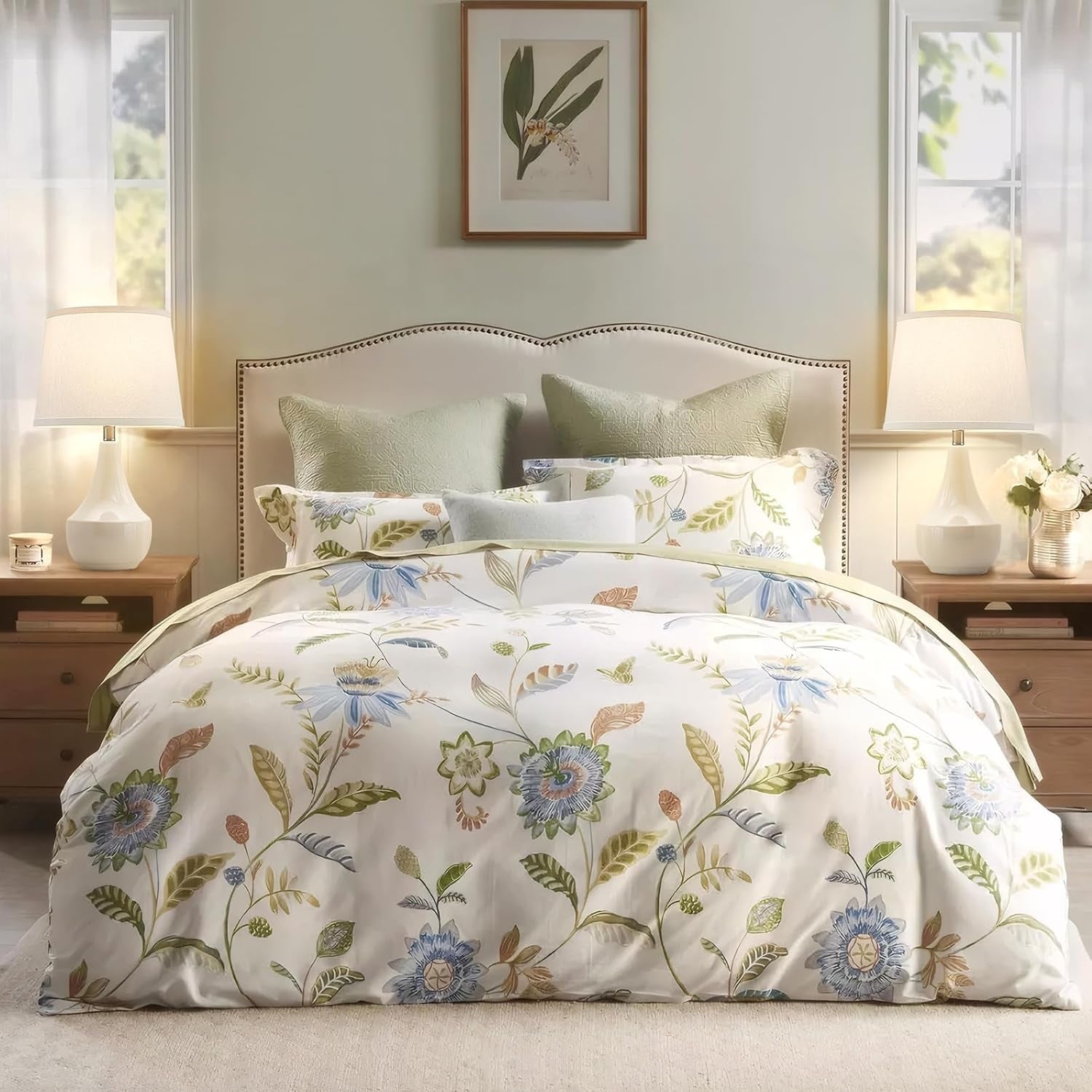 Table Lamp Set of 2, 18.63” Ceramic Table Lamp Classic beside Lamps Nightstand Lamp Modern Lamp for Living Room, Bedroom & Office Rocker Swtich Cream-Led Bulbs Included