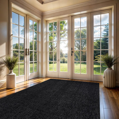 Transform Your Home with the Stylish and Washable 9x12 Jute Area Rug - Perfect for Living Rooms, Patios, and Kitchens in Dark Gray & Black