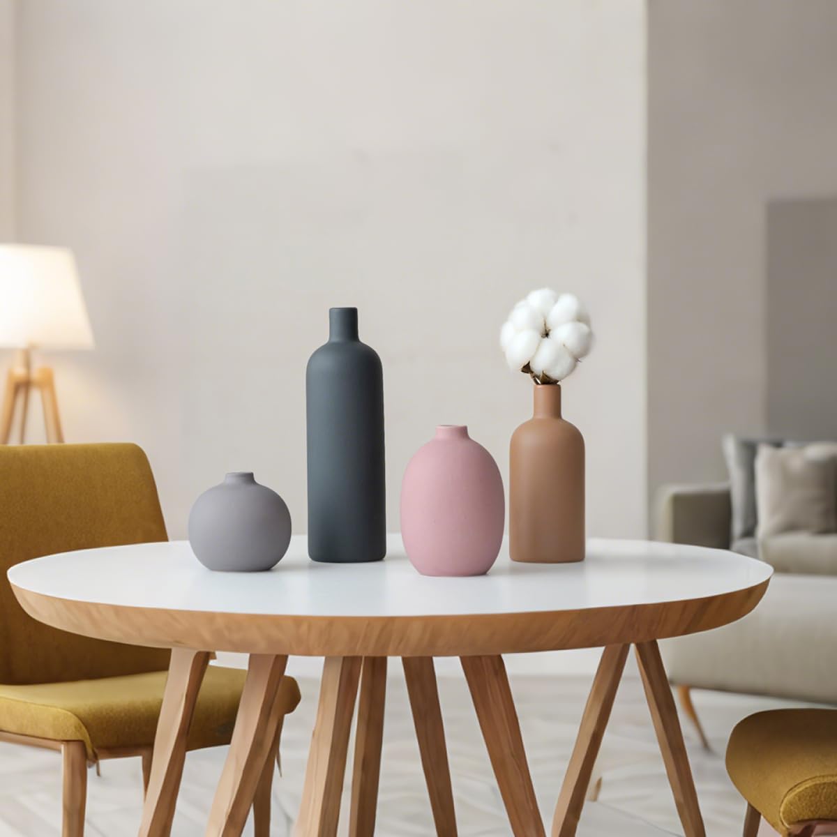 Elevate Your Space with Our Modern 4-Piece Ceramic Vase Set in Elegant Coffee Mix - Perfect for Home Décor and Gifting