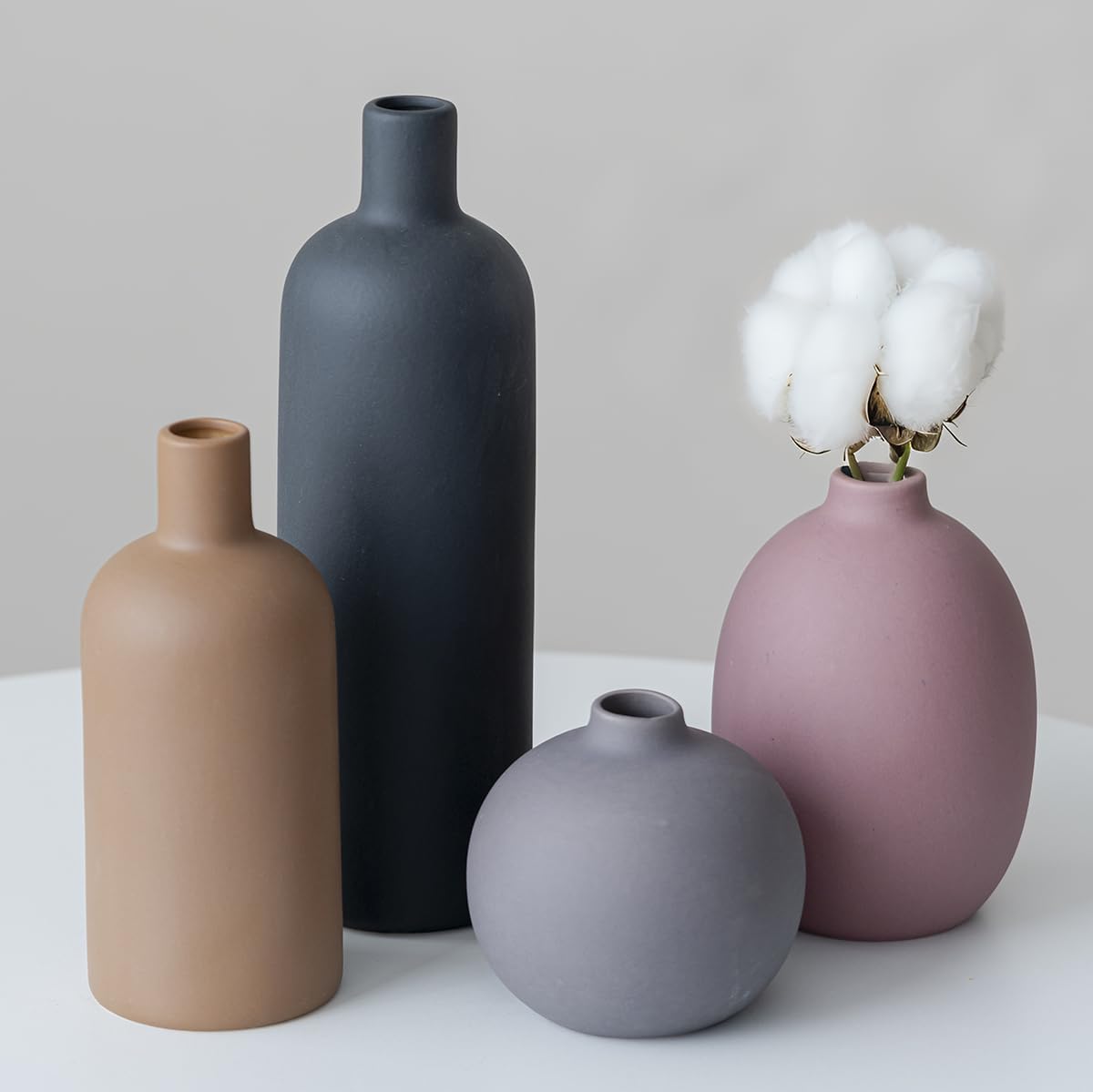 Elevate Your Space with Our Modern 4-Piece Ceramic Vase Set in Elegant Coffee Mix - Perfect for Home Décor and Gifting