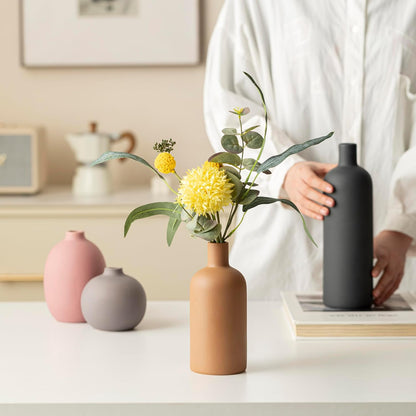 Elevate Your Space with Our Modern 4-Piece Ceramic Vase Set in Elegant Coffee Mix - Perfect for Home Décor and Gifting