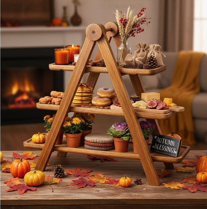 Rustic Wood Tiered Serving Tray – Party & Decor