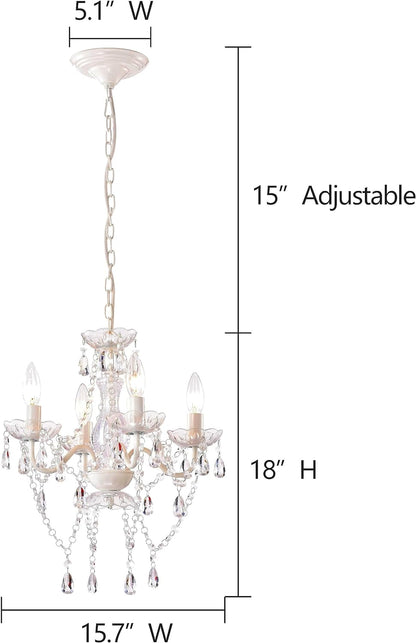 Mini Crystal Chandeliers Acrylic Beige Chandelier Lighting 4 Light Modern Hanging Light Fixtures