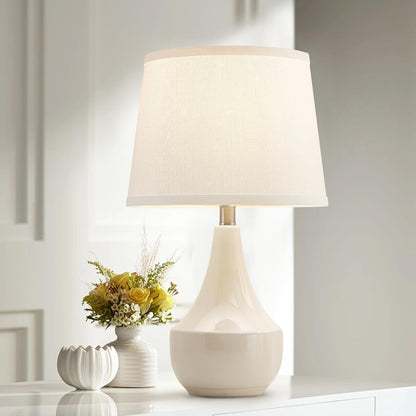 Table Lamp Set of 2, 18.63” Ceramic Table Lamp Classic beside Lamps Nightstand Lamp Modern Lamp for Living Room, Bedroom & Office Rocker Swtich Cream-Led Bulbs Included