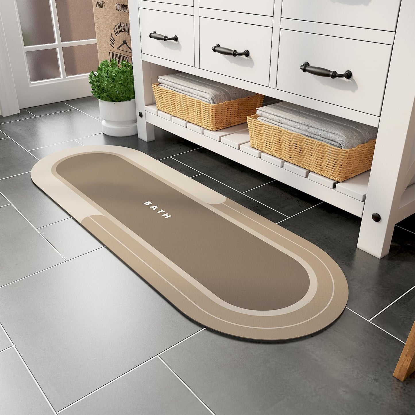 Bath Mat - Non Slip, Quick Dry, Stain Resistant Bath Mat Rug for Bathroom Floor - Easy Care Shower Rug for outside Bathtub - 17"X27" Darkgrey