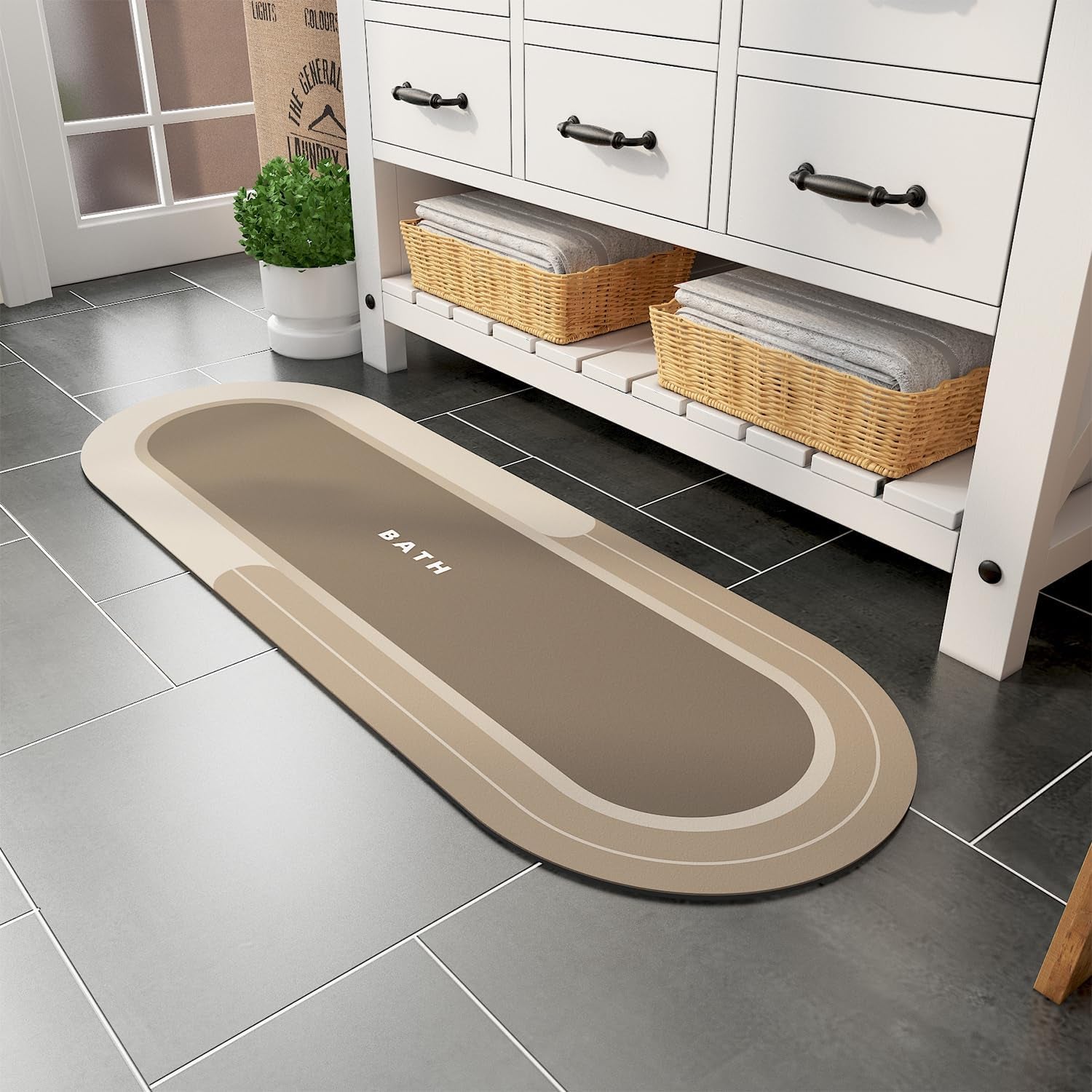 Bath Mat - Non Slip, Quick Dry, Stain Resistant Bath Mat Rug for Bathroom Floor - Easy Care Shower Rug for outside Bathtub - 17"X27" Darkgrey