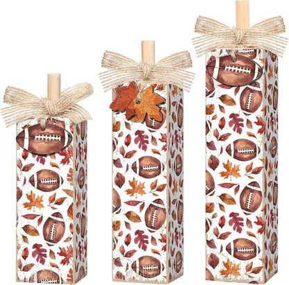 3 Pcs Fall Decorations for Home Fall Wood Block Sign Thanksgiving Tiered Tray Decor Farmhouse Thanksgiving Table Centerpieces for Home Office Mantel Shelf Desk Decor(Blessed Grateful)