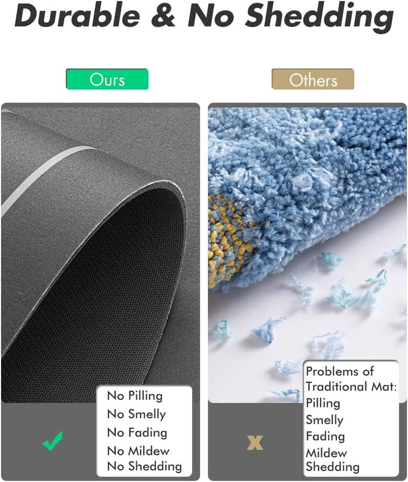 Bath Mat - Non Slip, Quick Dry, Stain Resistant Bath Mat Rug for Bathroom Floor - Easy Care Shower Rug for outside Bathtub - 17"X27" Darkgrey