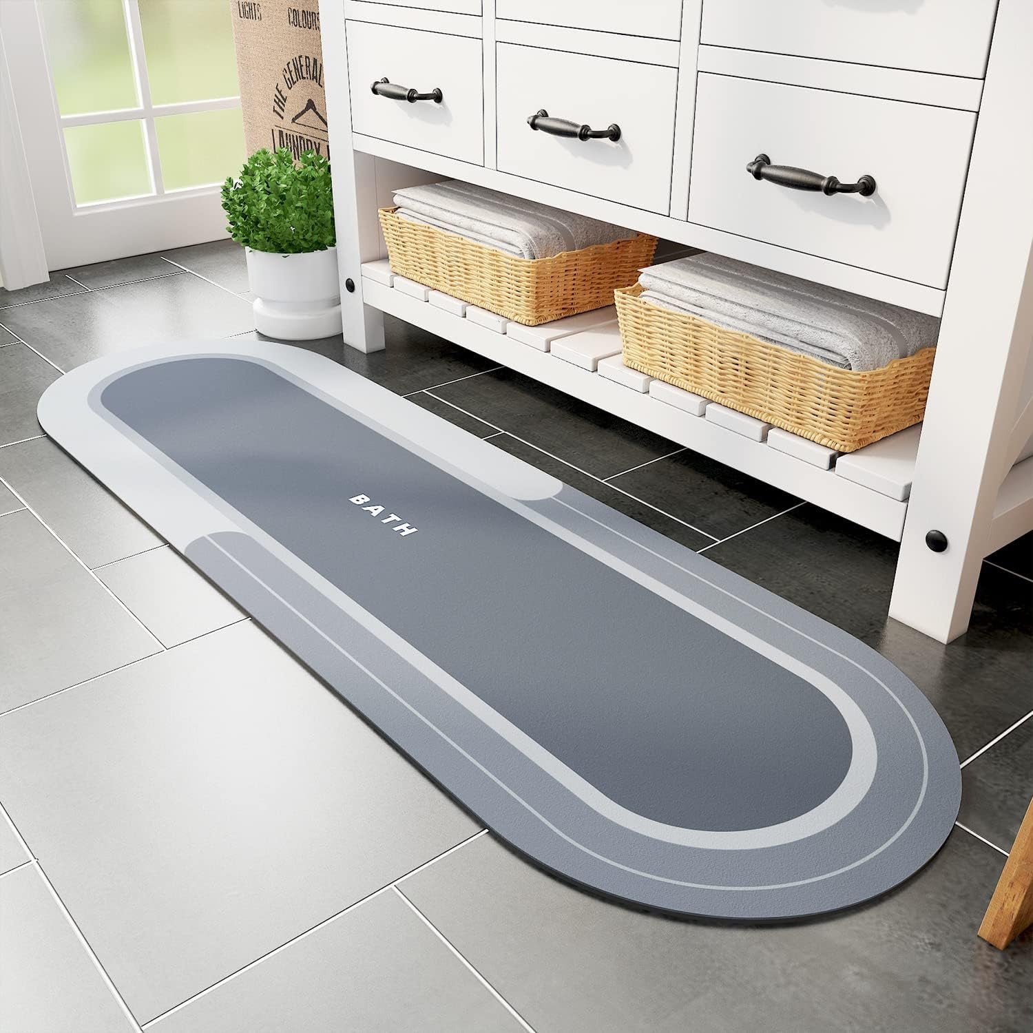 Bath Mat - Non Slip, Quick Dry, Stain Resistant Bath Mat Rug for Bathroom Floor - Easy Care Shower Rug for outside Bathtub - 17"X27" Darkgrey