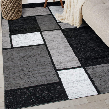 Contemporary Modern Boxes Area Rug 10' X 14' Navy