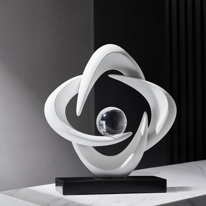 Stunning Modern White Abstract Resin Sculpture - Elegant Table Decor for Living Room, Office, and More