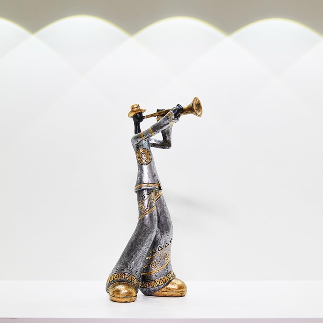 Elevate Your Space with the Nostalgic Trumpet Player Figurine - A Captivating Sculpture for Home, Office, and Beyond