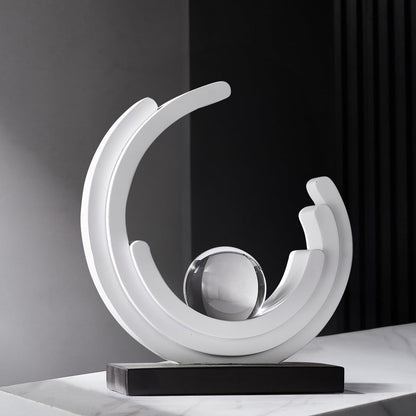 Stunning Modern White Abstract Resin Sculpture - Elegant Table Decor for Living Room, Office, and More