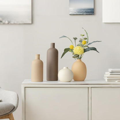Elevate Your Space with Our Modern 4-Piece Ceramic Vase Set in Elegant Coffee Mix - Perfect for Home Décor and Gifting